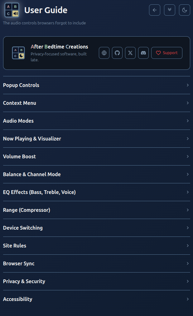 User Guide bedtime theme